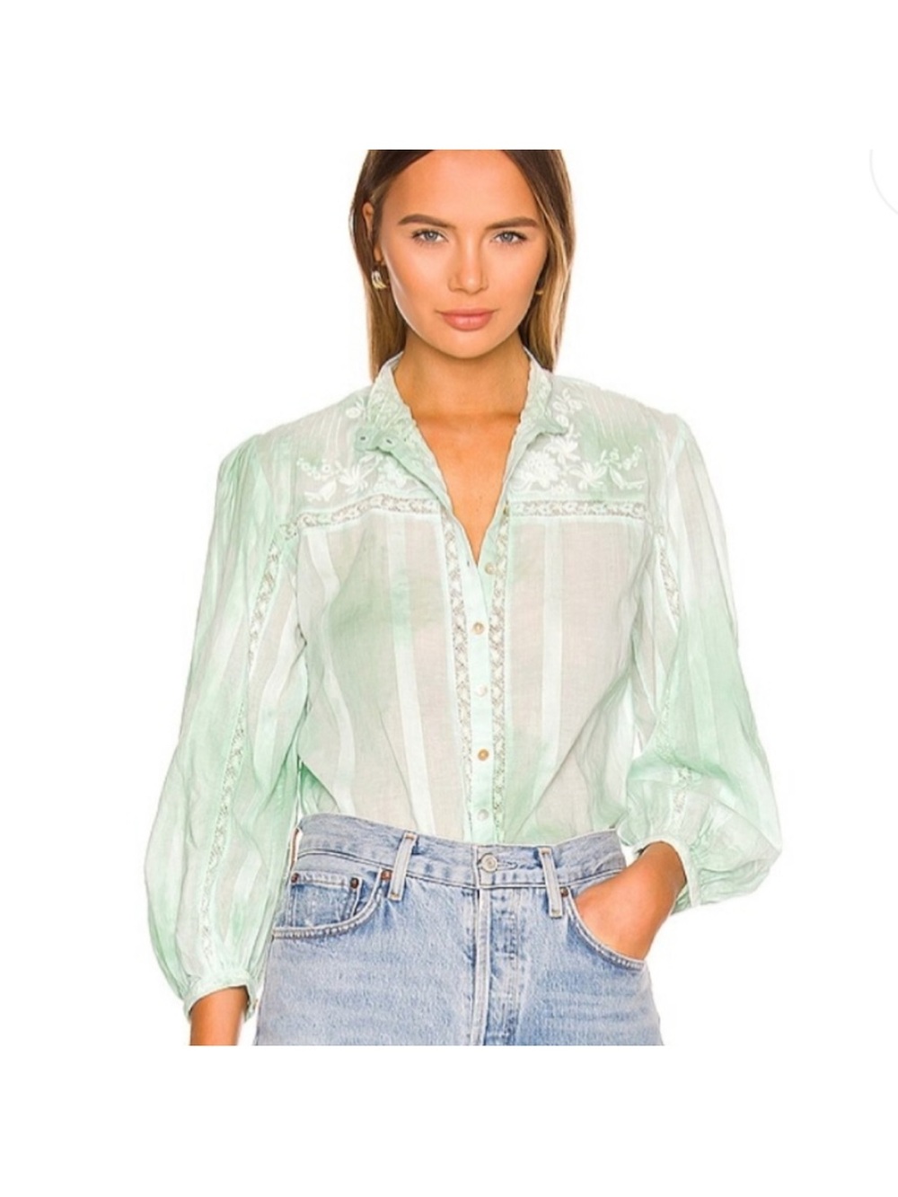 Loveshackfancy Ronda Blouse, Size Small, EUC